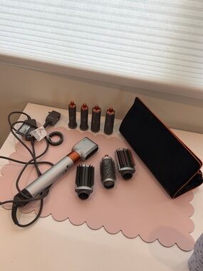 Dyson Silver and Copper Hot Air Styler with Brush and Barrel Attachments